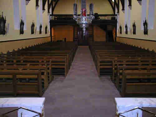 Looking down from the altar