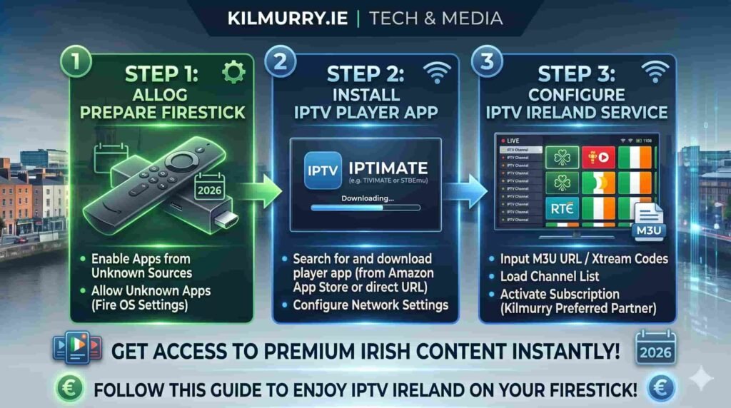 Setting up IPTV Ireland on an Amazon Firestick connected to a TV