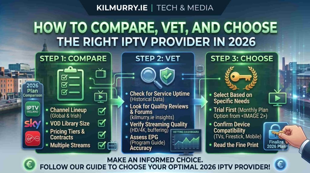 Not all IPTV providers are equal. Learn how to compare and vet IPTV providers in 2026 — reliability, channels, support, pricing and the red flags to avoid.
