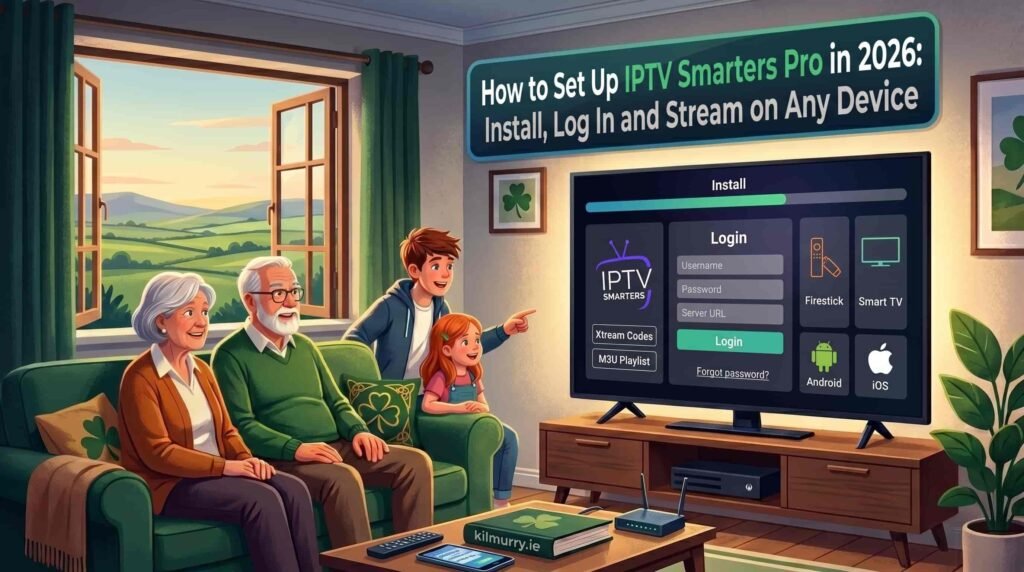 IPTV Smarters Pro app running on a Firestick and phone showing live channels